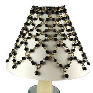 Beaded Shade Cover Black On Brass