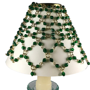 Beaded Shade Cover Green On Brass
